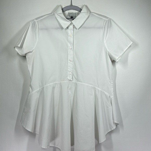 Anthropologie HD in Paris Minimalist Peplum 100% Cotton Top, M - Picture 1 of 7